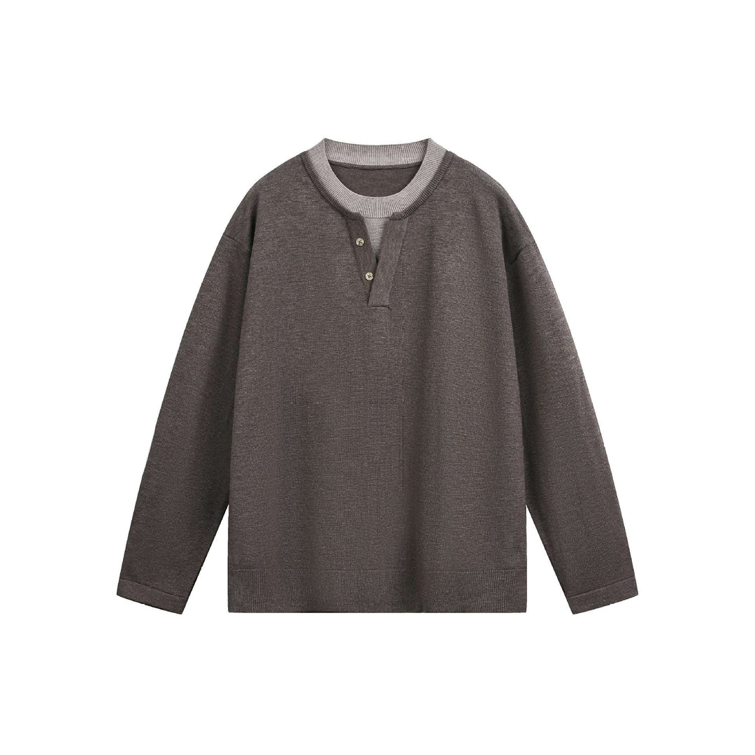 Unisex Lässiges Oversize‑Sweatshirt mit Henley‑Knopfleiste und geripptem Layer‑Kragen Nord Taschen