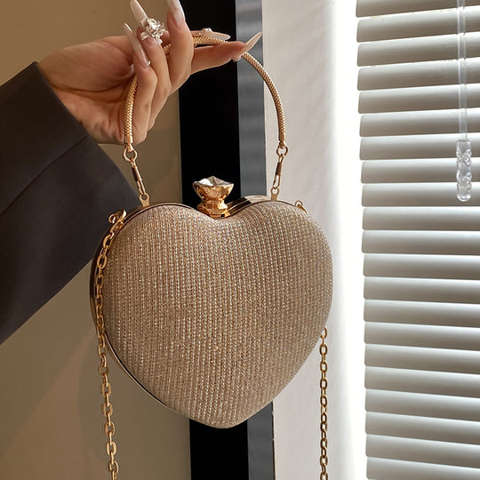 Damen Herzförmige Handtasche mit Glitzerfinish Nord Taschen