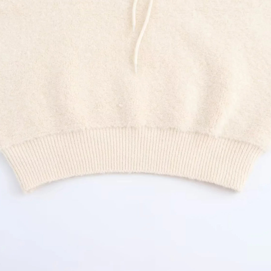 Damen Ärmellose Strickweste mit gesteppter Kapuze und halbem Reißverschluss Nord Taschen