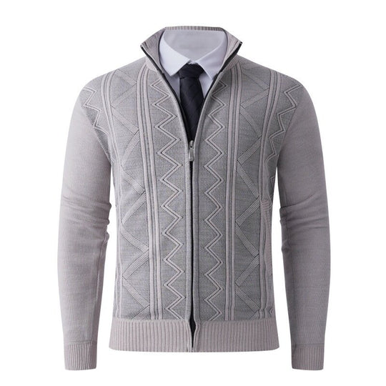 Herren Strick-Zipjacke mit Stehkragen und dezentem Rautenmuster Nord Taschen