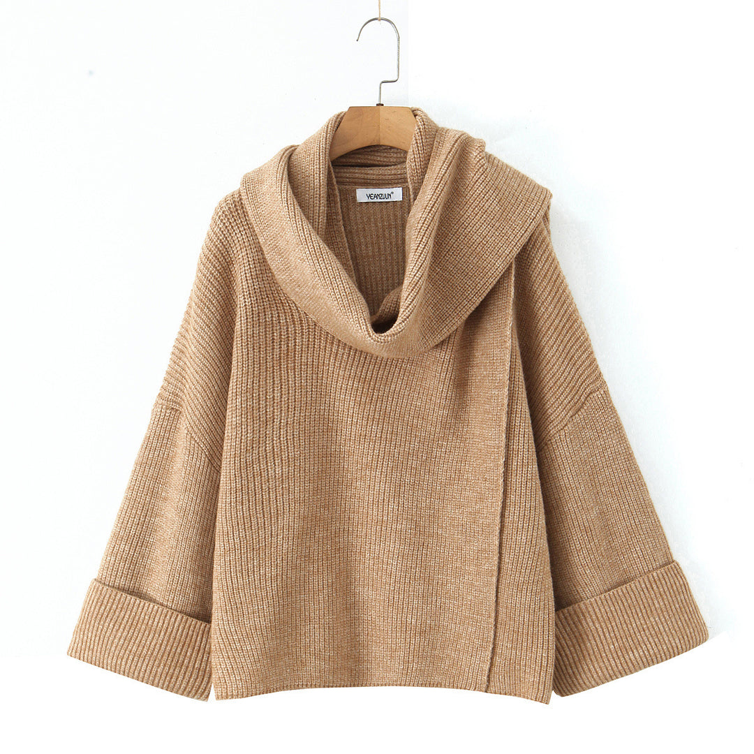 Damen Oversized Rollkragen‑Strickpullover mit Rippstruktur Nord Taschen