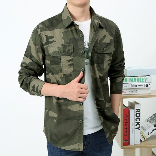 Herren  leichtes Camouflage-Utility-Hemdjacke mit doppelten Brustklappen, knöpfbarer Front und regular Fit Nord Taschen