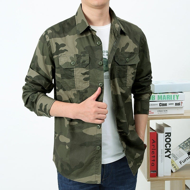 Herren  leichtes Camouflage-Utility-Hemdjacke mit doppelten Brustklappen, knöpfbarer Front und regular Fit Nord Taschen