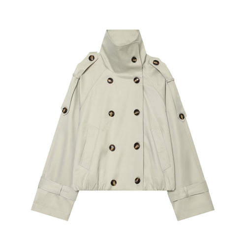Damen Cropped-Trenchcape mit hohem Funnelkragen und Schulterriegeln Nord Taschen