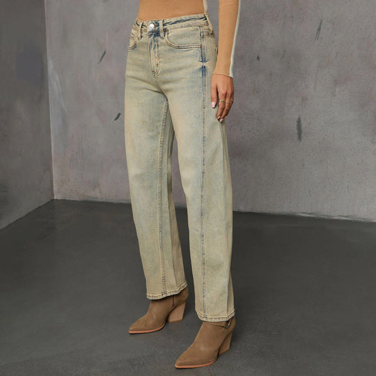 Damen High-Waist Culotte-Jeans mit sichtbarer Vordernaht Nord Taschen