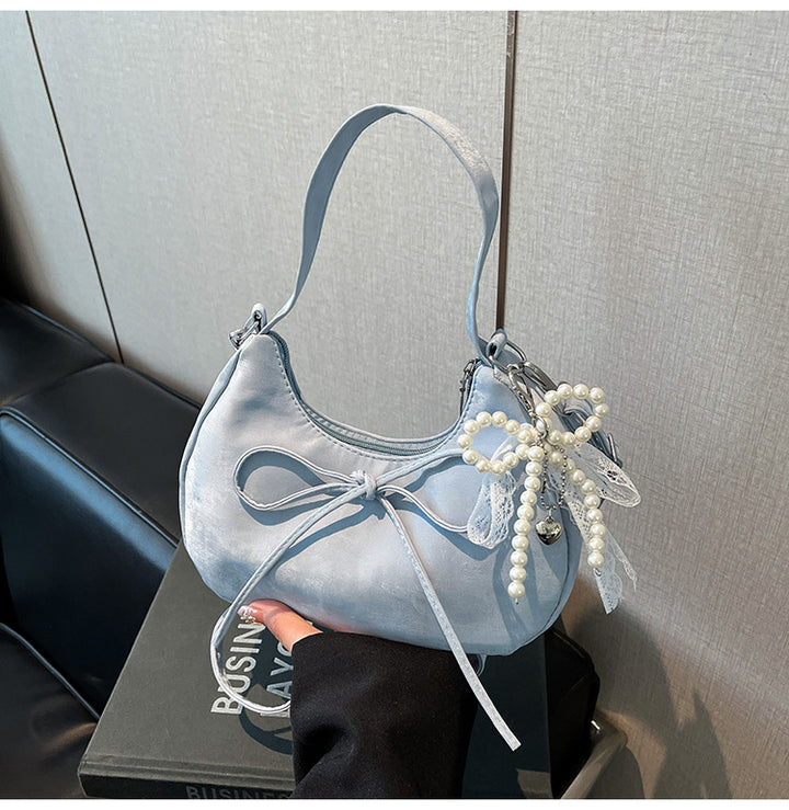 Damen elegante Hobo-Tasche aus samtartigem Material mit dekorativem Perlen-Detail Nord Taschen