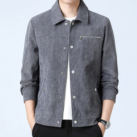 Herren Cord‑Overshirt aus Breitcord mit Druckknopf‑Front und Zipper‑Brusttasche Nord Taschen