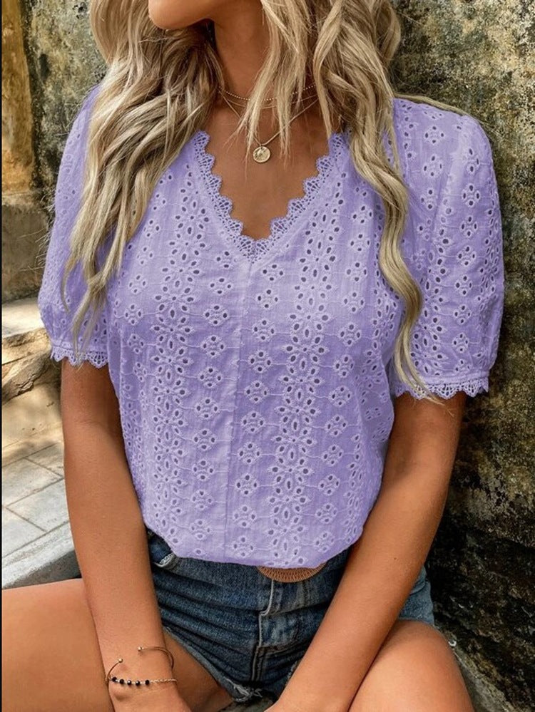 Damen Bluse mit Lochstickerei