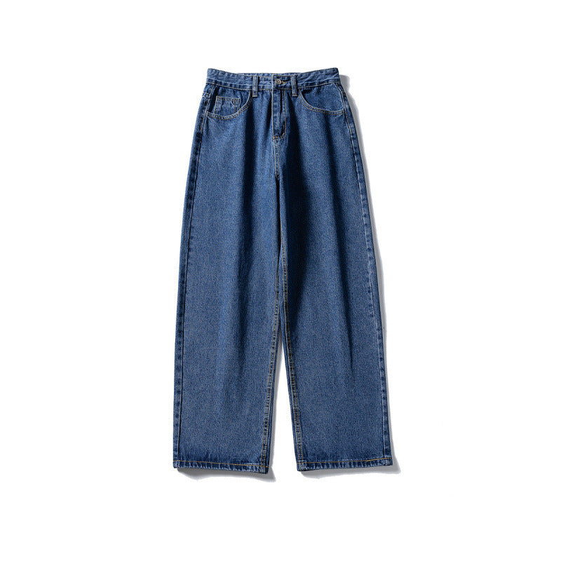Damen Weitgeschnittene High-Waist Denim-Jeans mit geradem Bein Nord Taschen