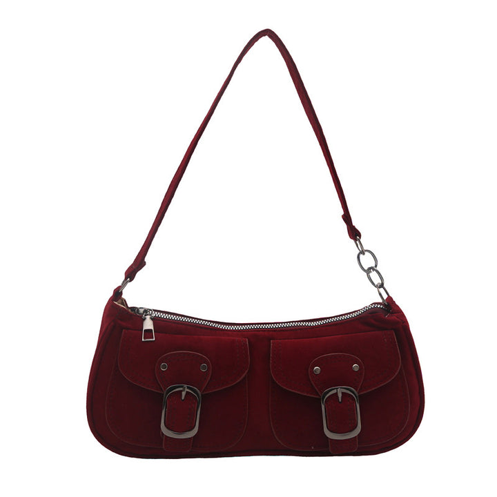 Damen Schultertasche mit praktischen Schnallen und Reißverschluss Nord Taschen