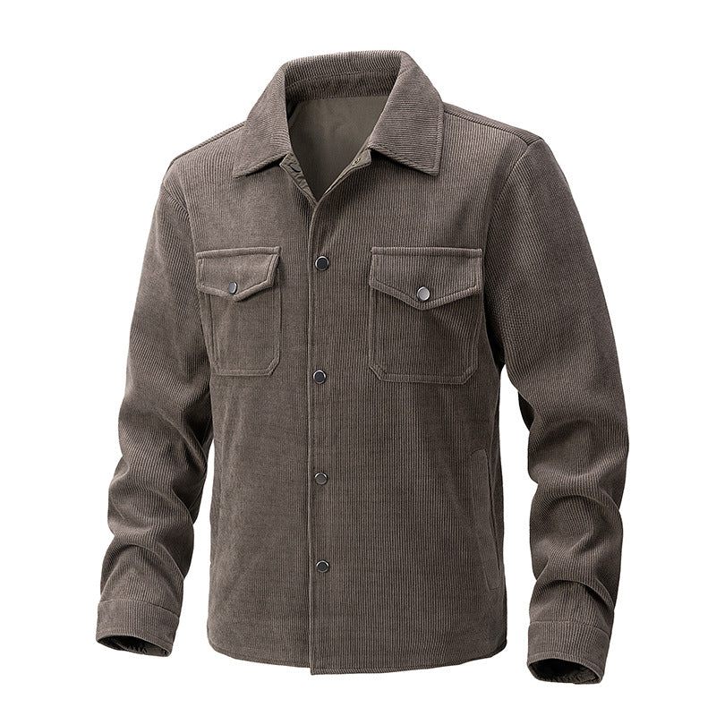 Herren Cordjacke mit Kentkragen, Brusttaschen und Druckknopfverschluss Nord Taschen