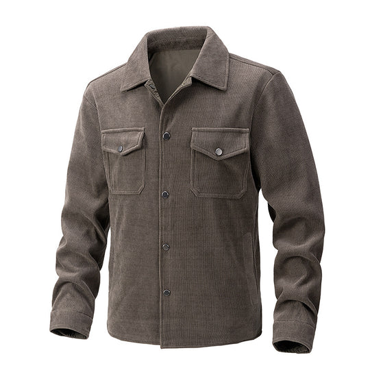 Herren Cordjacke mit Kentkragen, Brusttaschen und Druckknopfverschluss Nord Taschen