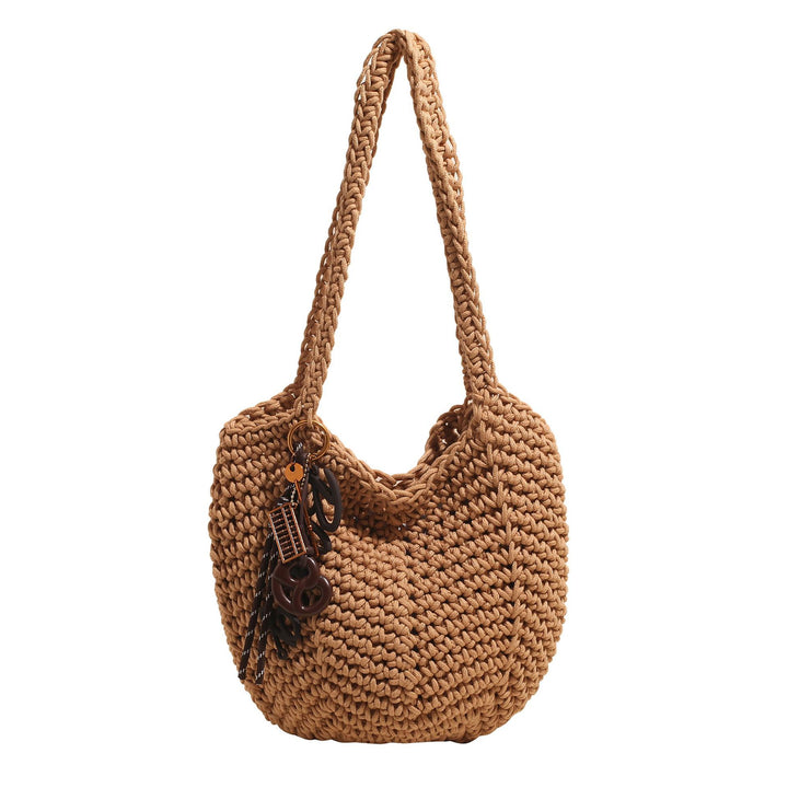 Damen Trendige Stroh-Handtasche mit verspieltem Anhänger Nord Taschen