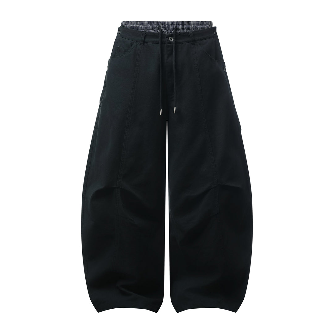 Damen Weite Culotte-Hose mit elastischem Tunnelzugbund und Cargo-Details Nord Taschen
