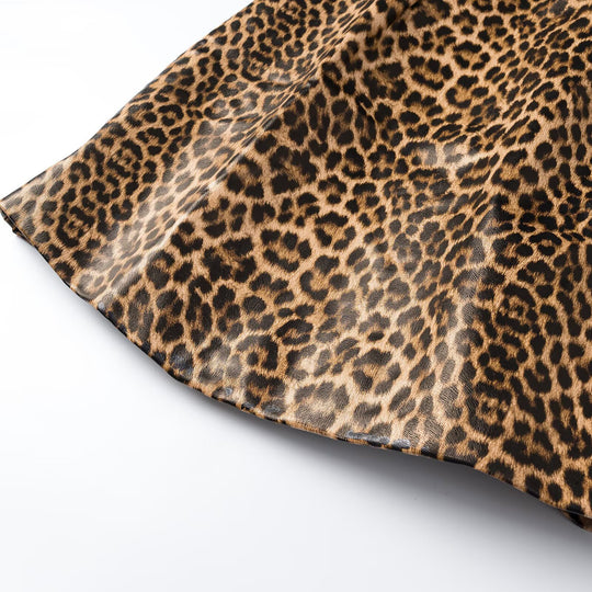 Damen Leopard-Minikleid mit schmalen Trägern und hochgeschlossenem Ausschnitt Nord Taschen