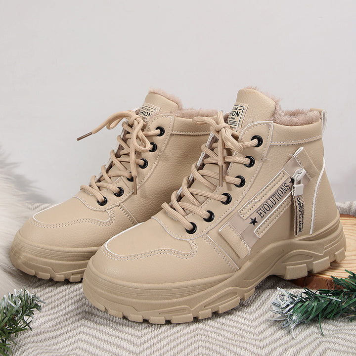 Damen  gefütterte High-Top Sneaker-Boots mit dicker Profilsohle und seitlichem Reißverschluss Nord Taschen