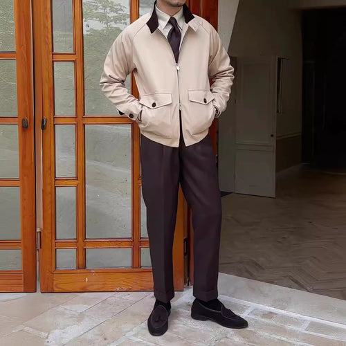 Herren Kurzblouson mit Cordkragen, Pattentaschen und Reißverschluss Nord Taschen