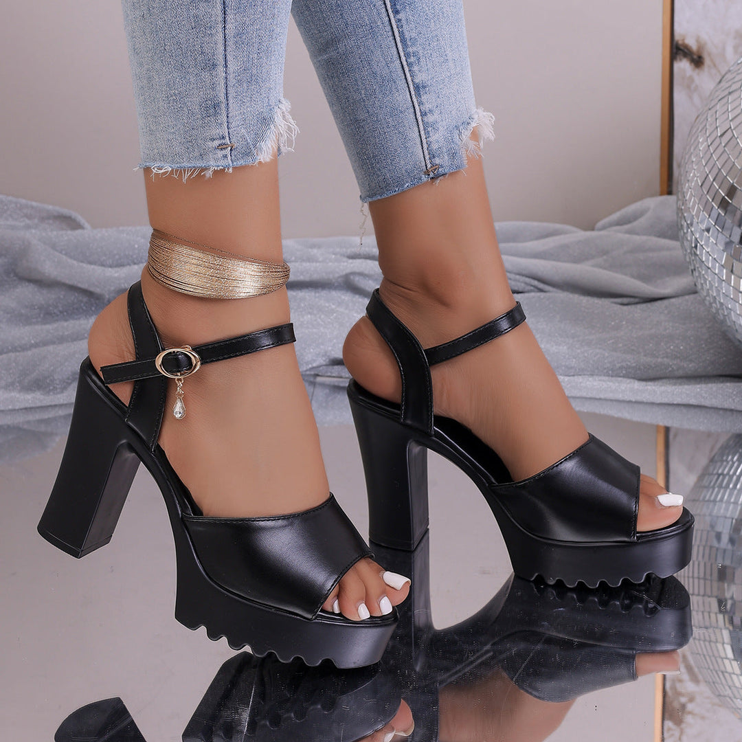 Damen Plateau-High-Heels mit verstellbarem Riemendesign und komfortablem Blockabsatz