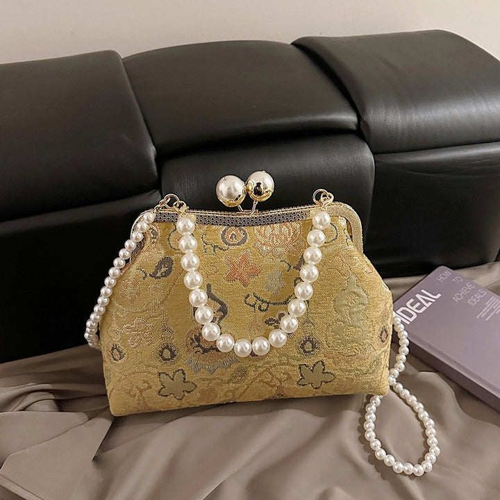 Damen elegante Clutch mit exquisite Perlenverzierung Nord Taschen