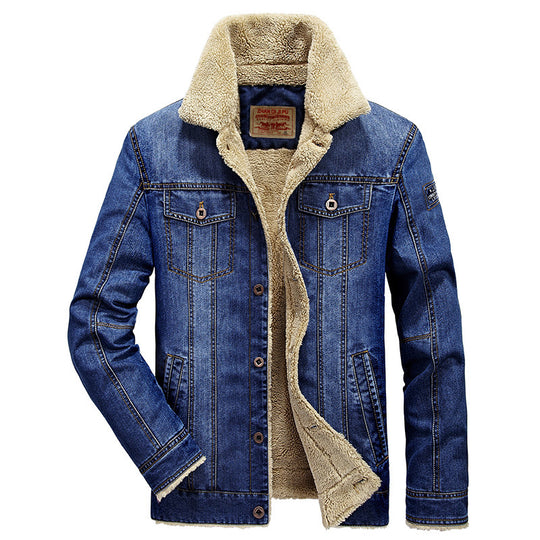 Herren Modische Denimjacke mit Teddyfutter Nord Taschen