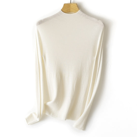 Damen Feinstrick-Longsleeve mit kurzem Stehkragen und schlanker Silhouette Nord Taschen