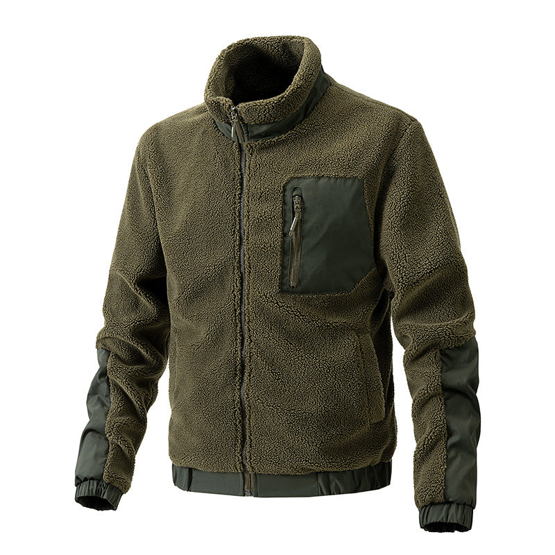 Herren Teddy-Fleece Jacke mit Stehkragen und verstärkten Einsätzen Nord Taschen