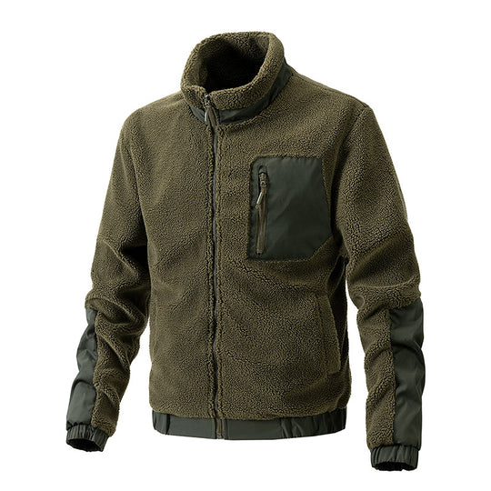 Herren Teddy-Fleece Jacke mit Stehkragen und verstärkten Einsätzen Nord Taschen