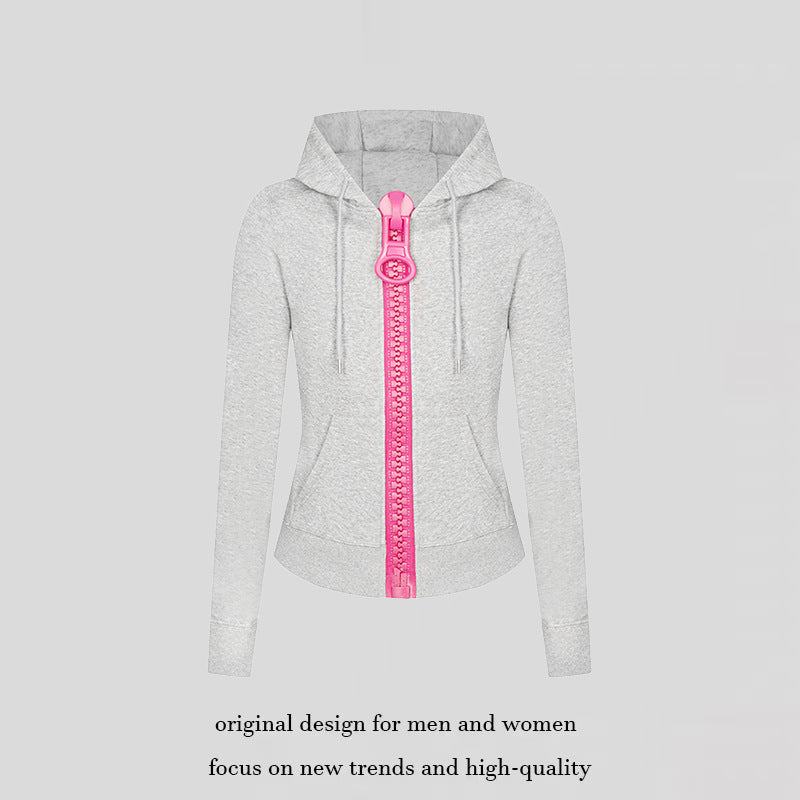 Damen Kapuzen-Sweatjacke mit markantem Zierreißverschluss und Kängurutasche Nord Taschen