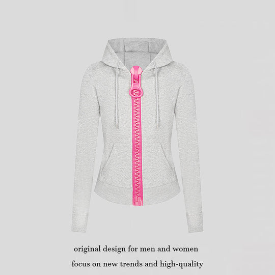 Damen Kapuzen-Sweatjacke mit markantem Zierreißverschluss und Kängurutasche Nord Taschen
