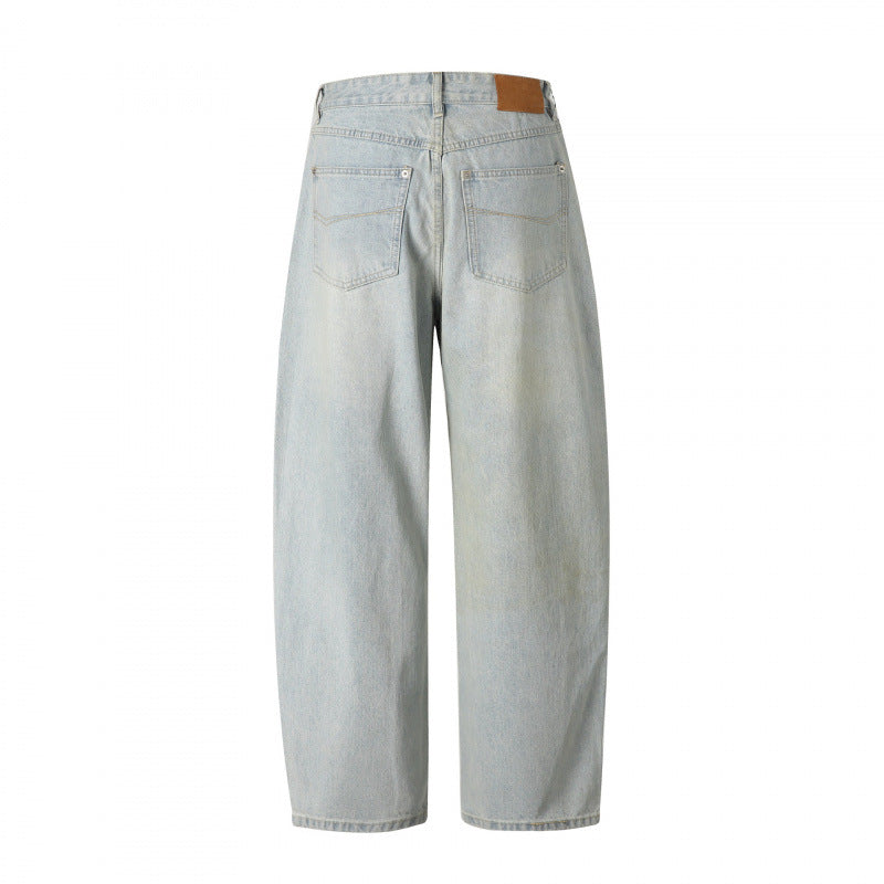 Damen Locker geschnittene Straight‑Leg Denimhose mit hoher Taille und soften Stonewash-Details Nord Taschen