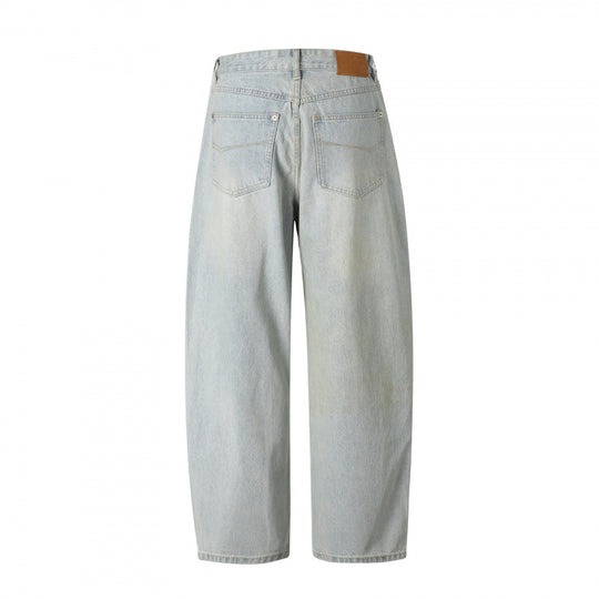 Damen Locker geschnittene Straight‑Leg Denimhose mit hoher Taille und soften Stonewash-Details Nord Taschen