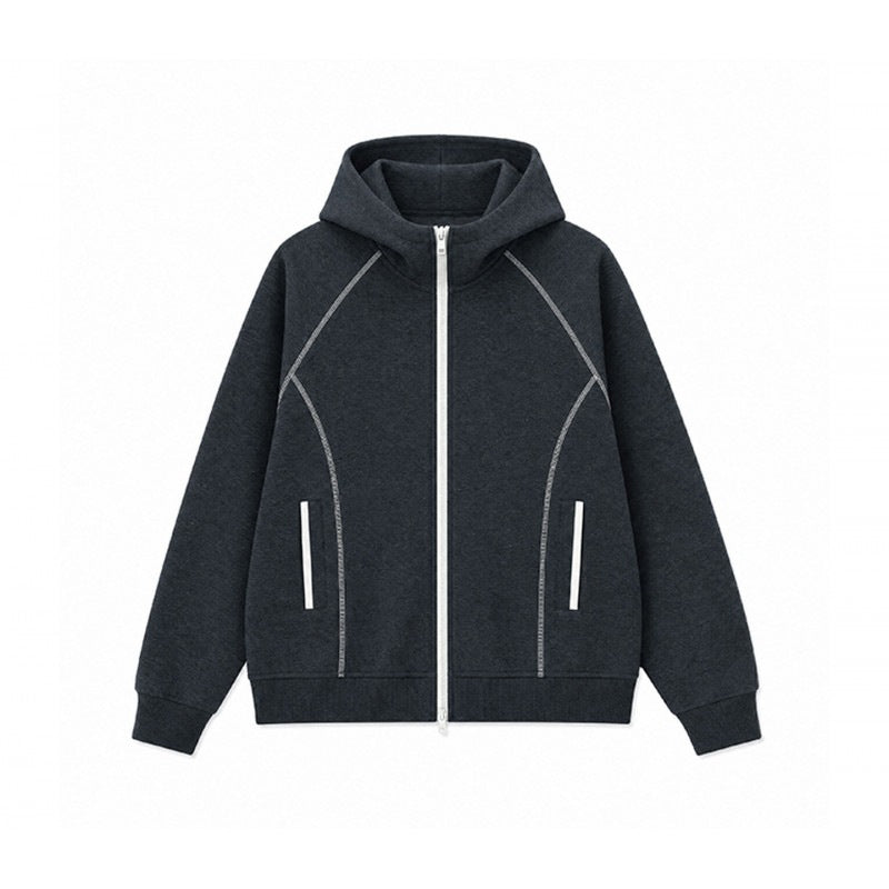 Herren Sportliche Kapuzen-Sweatjacke mit Kontrast-Reißverschluss und ergonomischen Nähten Nord Taschen