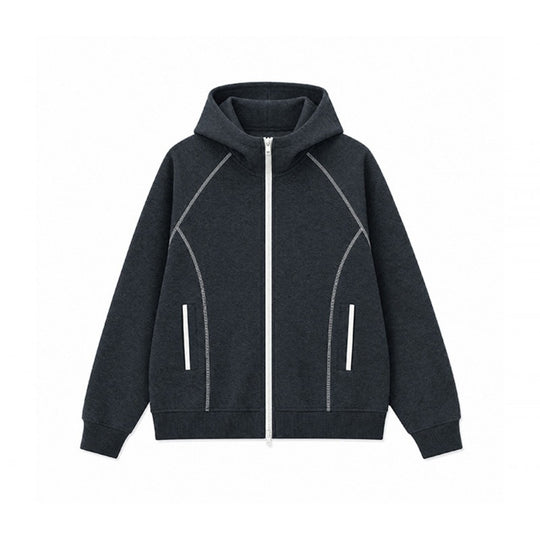 Herren Sportliche Kapuzen-Sweatjacke mit Kontrast-Reißverschluss und ergonomischen Nähten Nord Taschen
