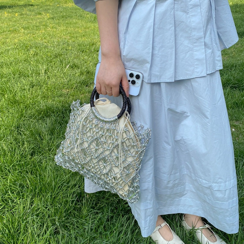 Damen gehäkelte Designer-Handtasche mit einzigartigem Ringhenkel Nord Taschen