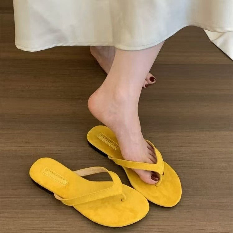 Damen Zehentrenner aus weichem Veloursleder mit ergonomischem Fußbett