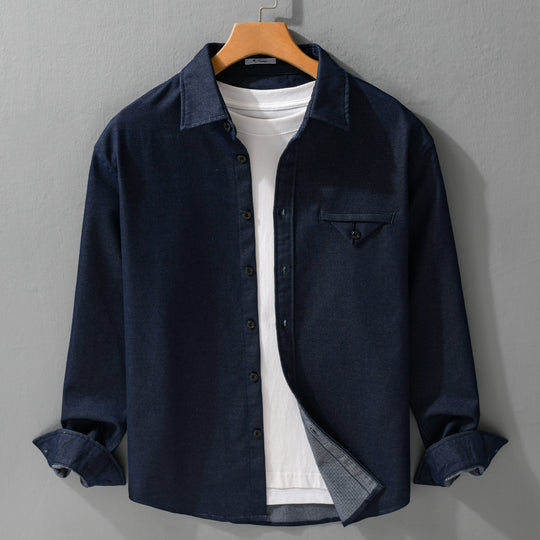 Herren Baumwoll-Denim-Überhemd mit Pattentasche und entspanntem Schnitt Nord Taschen
