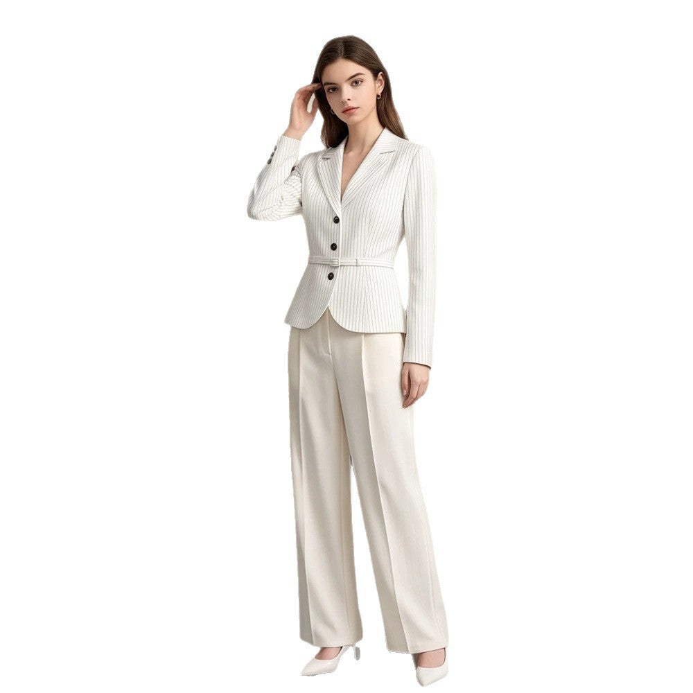 Damen Tailliertes Nadelstreifen-Blazer- und Palazzo-Hosen-Set Nord Taschen