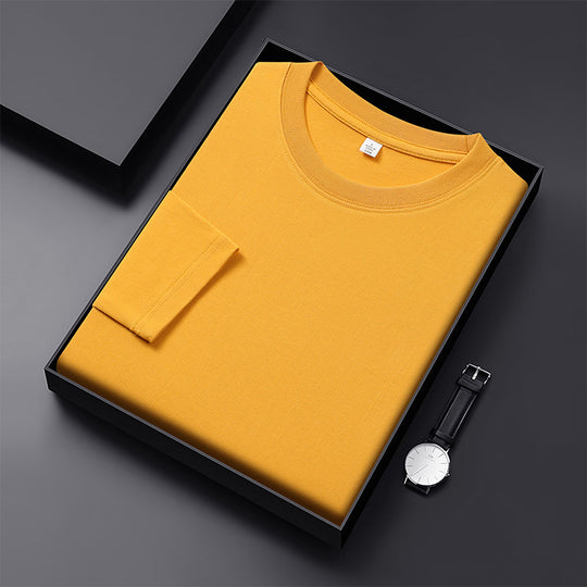Herren Langarmshirt aus Premium-Baumwollmix mit Rundhalsausschnitt und feiner Rippstruktur Nord Taschen