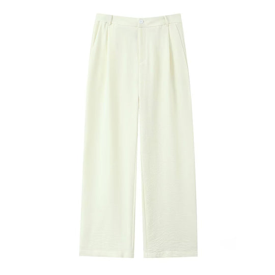 Damen Weite, hochtaillierte Stoffhose mit Bundfalten und Seitentaschen Nord Taschen