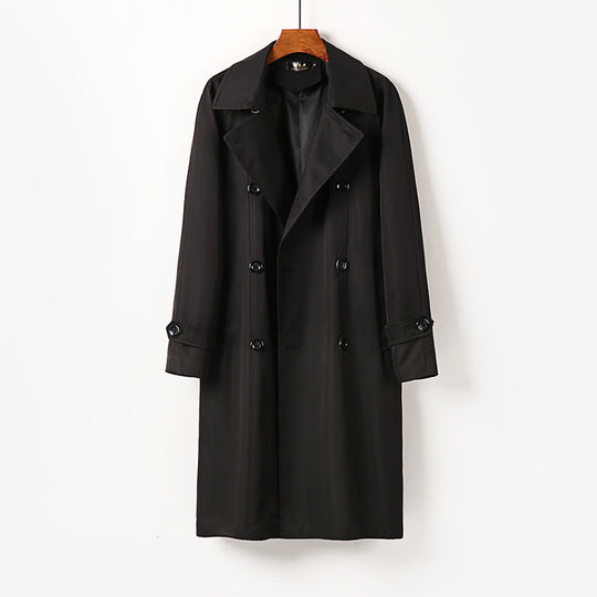 Herren Wasserabweisender Doppelreihiger Trenchcoat mit breitem Revers und knieumspielender Länge Nord Taschen