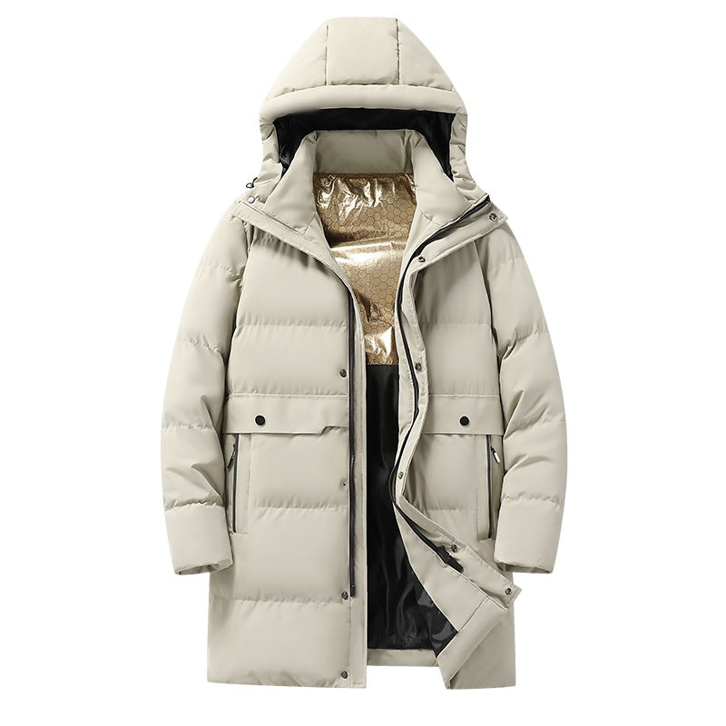 Herren langer gesteppter Winterparka mit Kapuze, wasserabweisender Außenhülle & wärmereflektierendem Innenfutter Nord Taschen