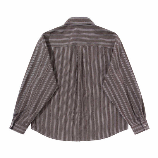 Herren lockeres gestreiftes Overshirt im Hemdjacken‑Stil mit Brusttaschen und abgerundetem Saum Nord Taschen