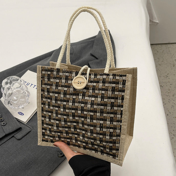Damen Jute-Strandtasche mit kunstvollem Gewebemuster Nord Taschen