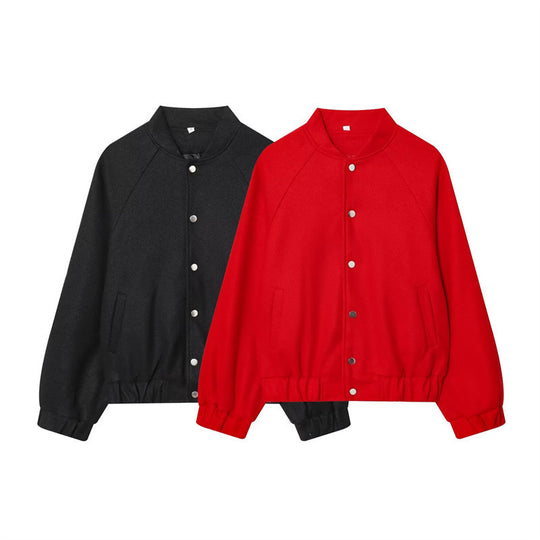 Damen Cropped Blousonjacke im Bomberstil mit Stehkragen, Druckknopfleiste und taillierendem Gummizug Nord Taschen