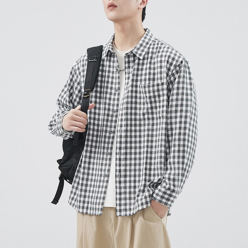 Herren Karierte Overshirt-Hemdjacke aus Baumwollmischung mit Brusttasche und lockerem Schnitt Nord Taschen
