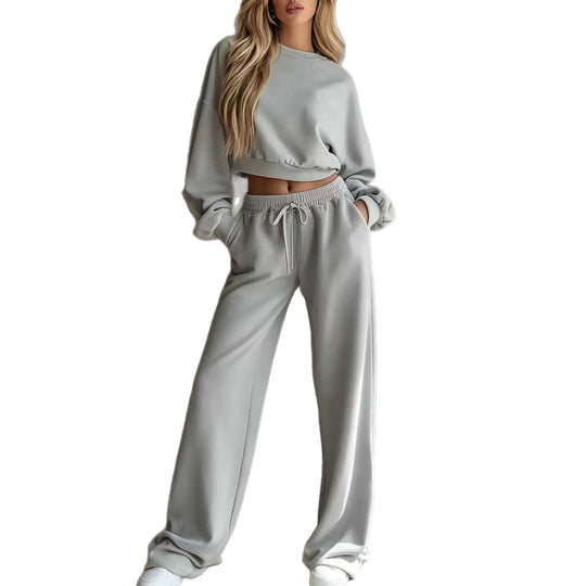 Damen Weiches Lounge-Set mit kurzem Sweatshirt und weiter Jogginghose Nord Taschen