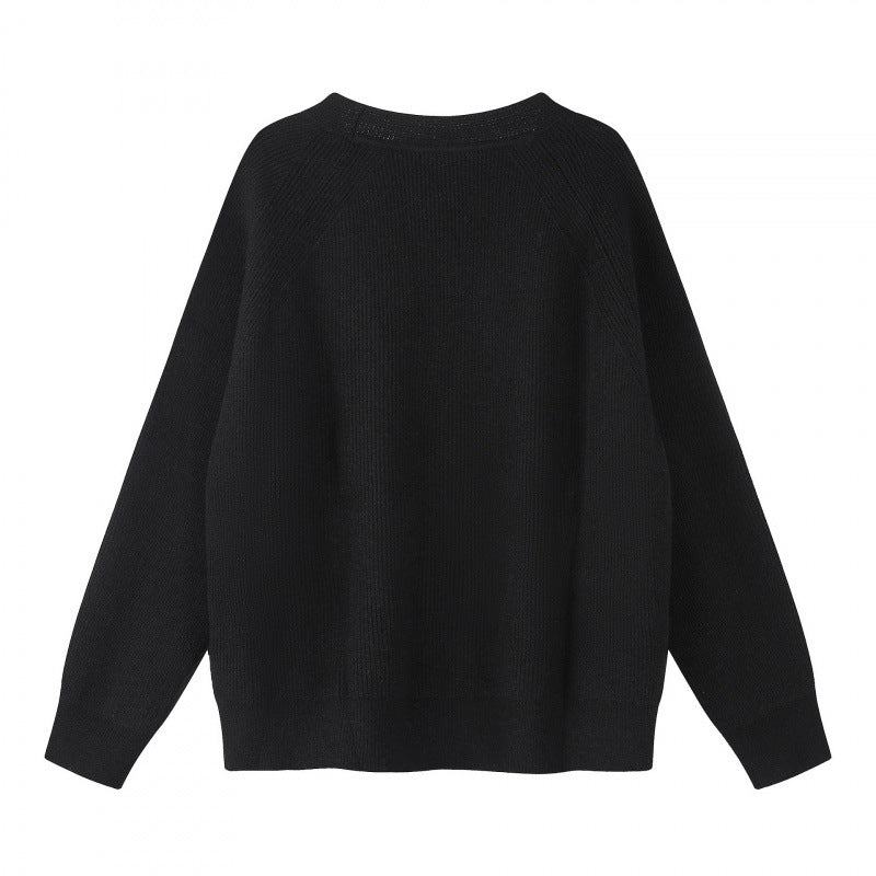 Unisex Boxy-Grobstrick-Cardigan mit V-Ausschnitt, Knopfleiste und Raglanärmeln Nord Taschen