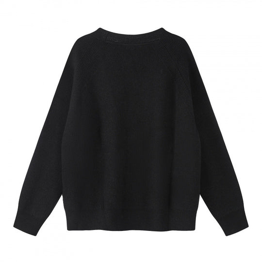 Unisex Boxy-Grobstrick-Cardigan mit V-Ausschnitt, Knopfleiste und Raglanärmeln Nord Taschen