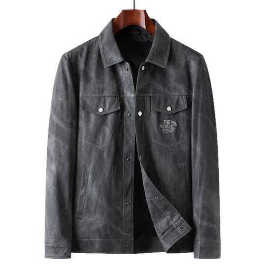 Herren Velourslederoptik-Truckerjacke mit Hemdkragen und Pattentaschen Nord Taschen