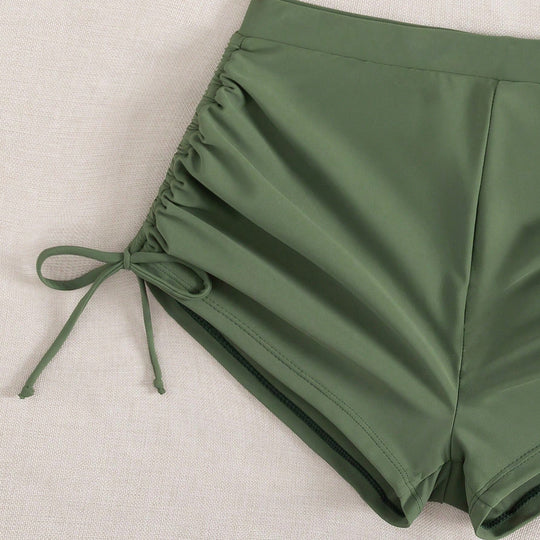 Damen Sportlicher Bikini mit gerafften Shorts